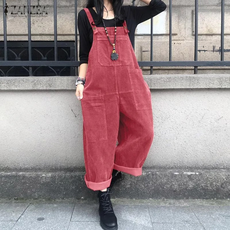 Komfortabel buksedress med vide ben til dame, perfekt for casual bruk og bevegelsesfrihet.