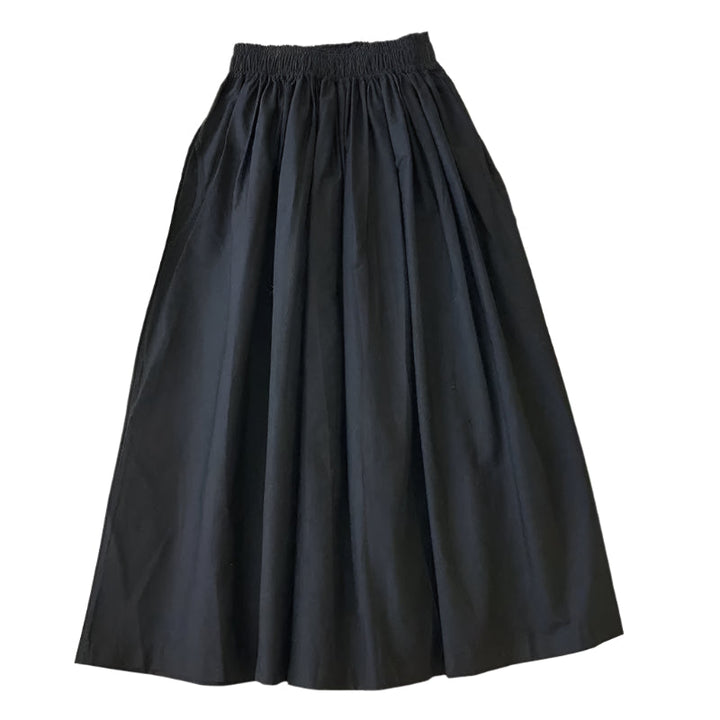 Elegant dame plissert midiskjørt, A-linje, høy midje for stil og komfort. Perfekt for hverdag og fest.