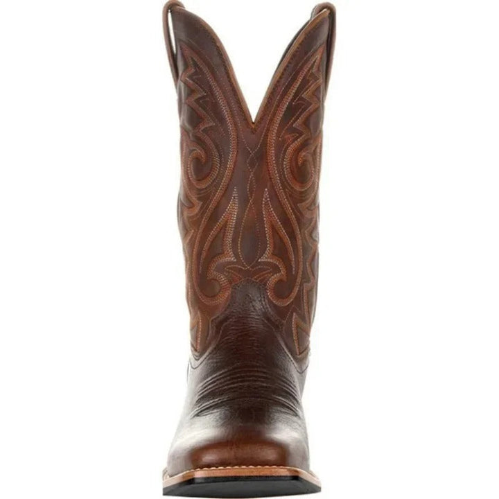 Brune casual cowboystøvler for menn. Komfortable slip-on herrestøvler, perfekte for hverdags westernstil.