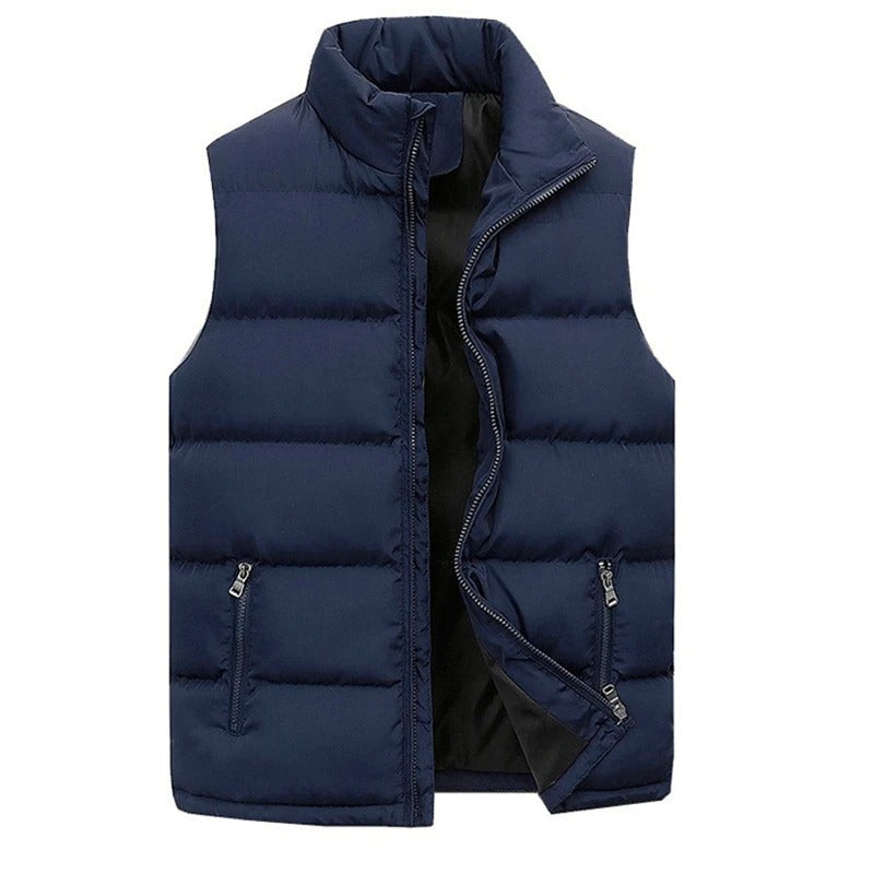 Menns varm polstret pufferjakke vest, ideell for vinter og lag-på-lag bekledning.