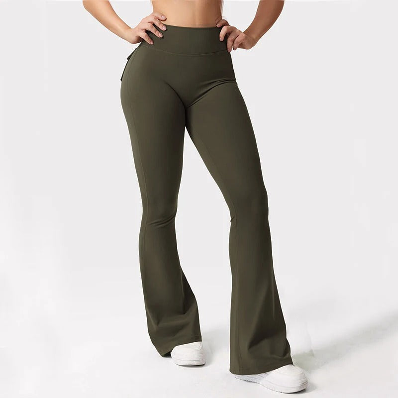 Optimal komfort med høy midje og stretch, praktiske lommer i disse kvinner yogaleggings.
