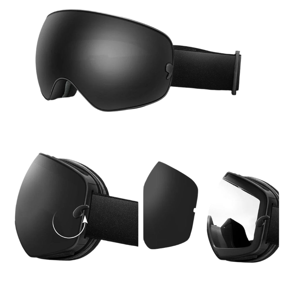 Komfortable unisex skibriller med justerbar stropp. Antidugg og UV400, perfekt passform for alle ansikter.