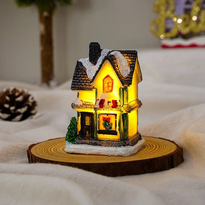 Dekorativt LED julehussett (6 stk) perfekt for innredning. Skap en koselig julelandsby hjemme.