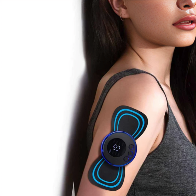 Portabel EMS TENS muskelstimulator for smertelindring i rygg, nakke, skuldre; bidrar til muskelavslapning.