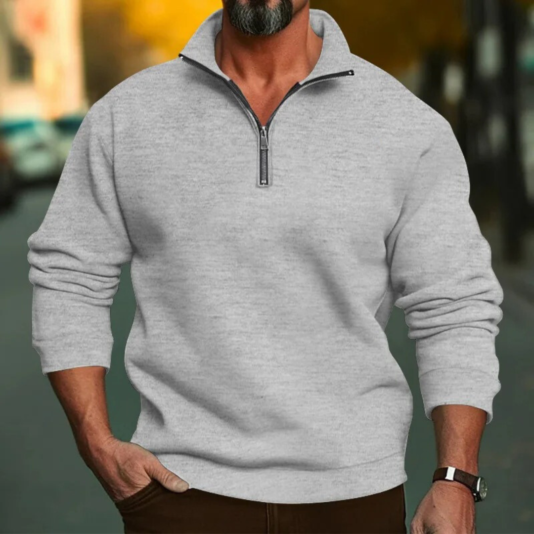 Tidløs menns sweatshirt med halv glidelås. Komfortabel herregenser som kombinerer stil og kvalitet.