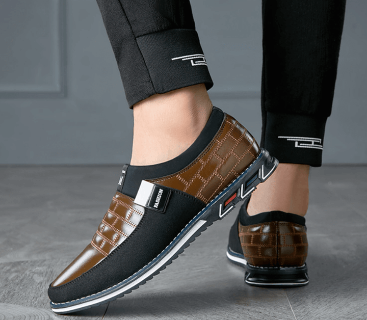 Blå komfortsko for menn, pustende og stilfulle for både daglig bruk og business casual.