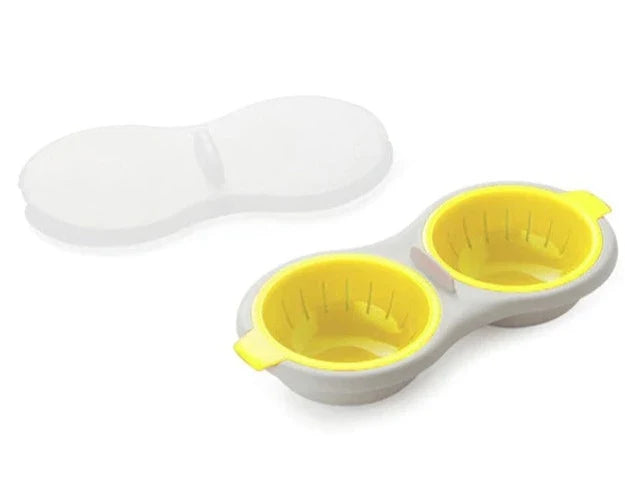 Rask & enkel mikrobølge eggepocher i gul/oransje PP og silikon, for perfekt pochert egg til frokost.