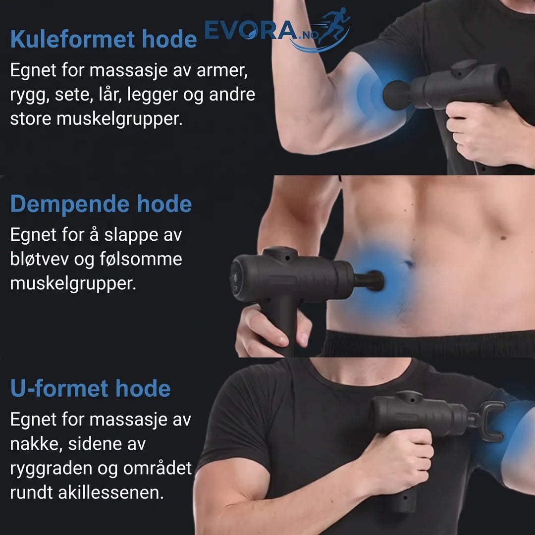 Mini Massasjepistol med 8 massasjehoder og 5 hastighetsnivåer