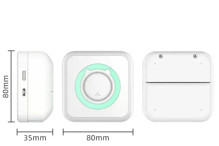 Hvit termisk lommeskriver. Bærbar gadget for rask utskrift av notater og etiketter fra smarttelefon.