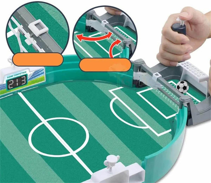 Kompakt bordfotballspill for barn. Robust design, lett å spille. Perfekt for innendørs moro og aktivitet.
