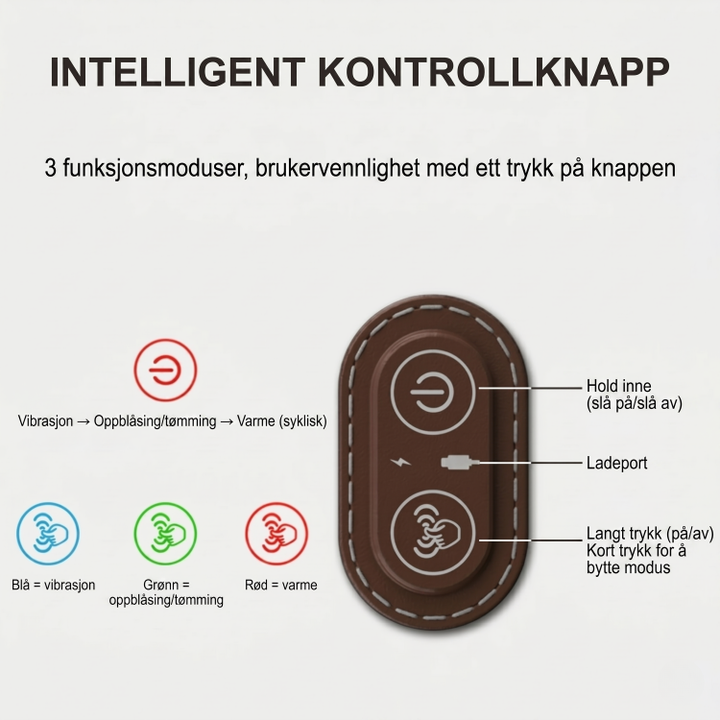 Avslappende massasjepute for nakken med varmeterapi. Ideell for hjemme eller kontor mot nakkespenninger.