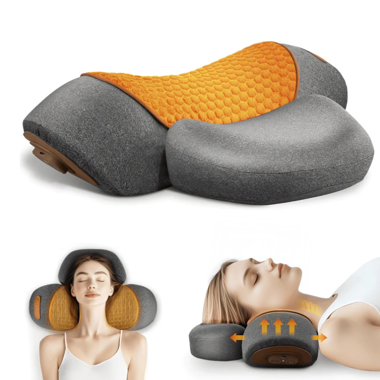 Ergonomisk nakkemassasjepute av memory foam. Gir støtte og komfort med varmeterapi for stiv nakke.