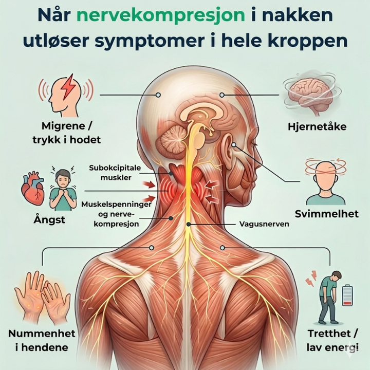 Ergonomisk TENS & EMS nakkemassasje med varme for effektiv smertelindring og muskelstimulering.