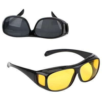 Øyebeskyttelse med nattsynsbriller, unisex, gule linser for bedre sikt og mindre gjenskinn.