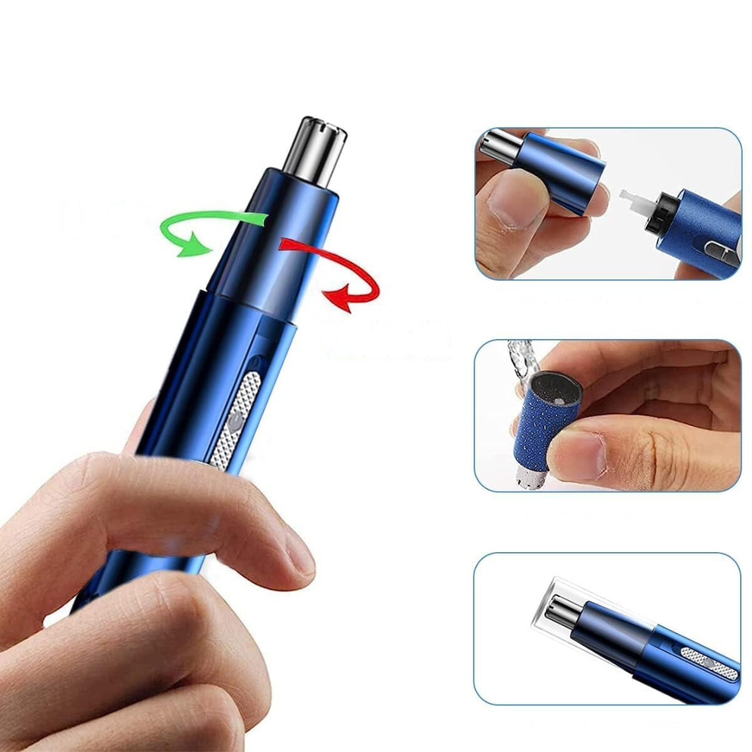 Premium oppladbar nesehårtrimmer for skånsom og hygienisk trimming. Essensiell for personlig skjønnhet.