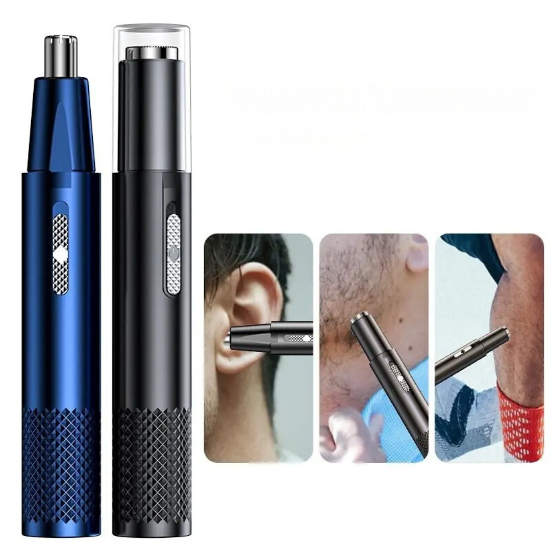 Diskret og effektiv nese- og ørehårtrimmer, oppladbar og klar for bruk når som helst, hvor som helst.