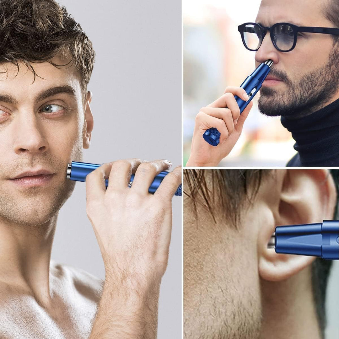 Smart oppladbar trimmer for nese- og ørehår, sikrer smertefri og presis grooming for en velstelt look.