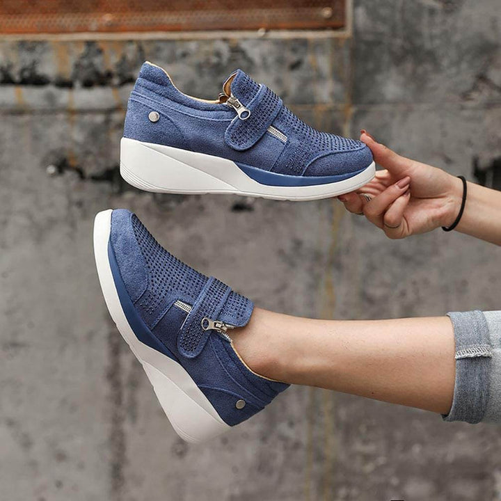 Ortopediske damesko, komfortable sneakers med glidelås for optimal støtte.