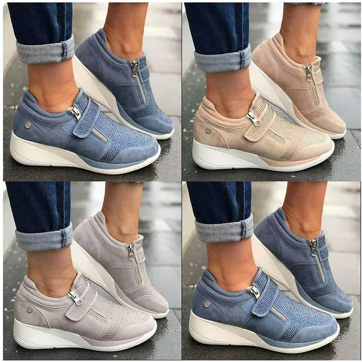Urbane komfortsneakers for kvinner med glidelås. Perfekt for en aktiv hverdag.