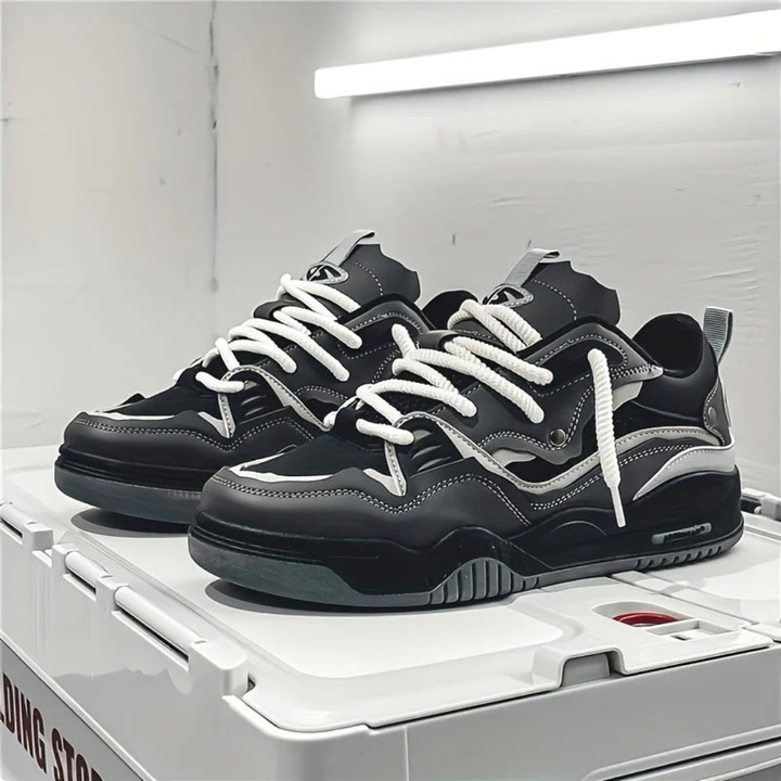 Svarte menns hverdagssko, moderne sneakers som kombinerer stil og optimal komfort.
