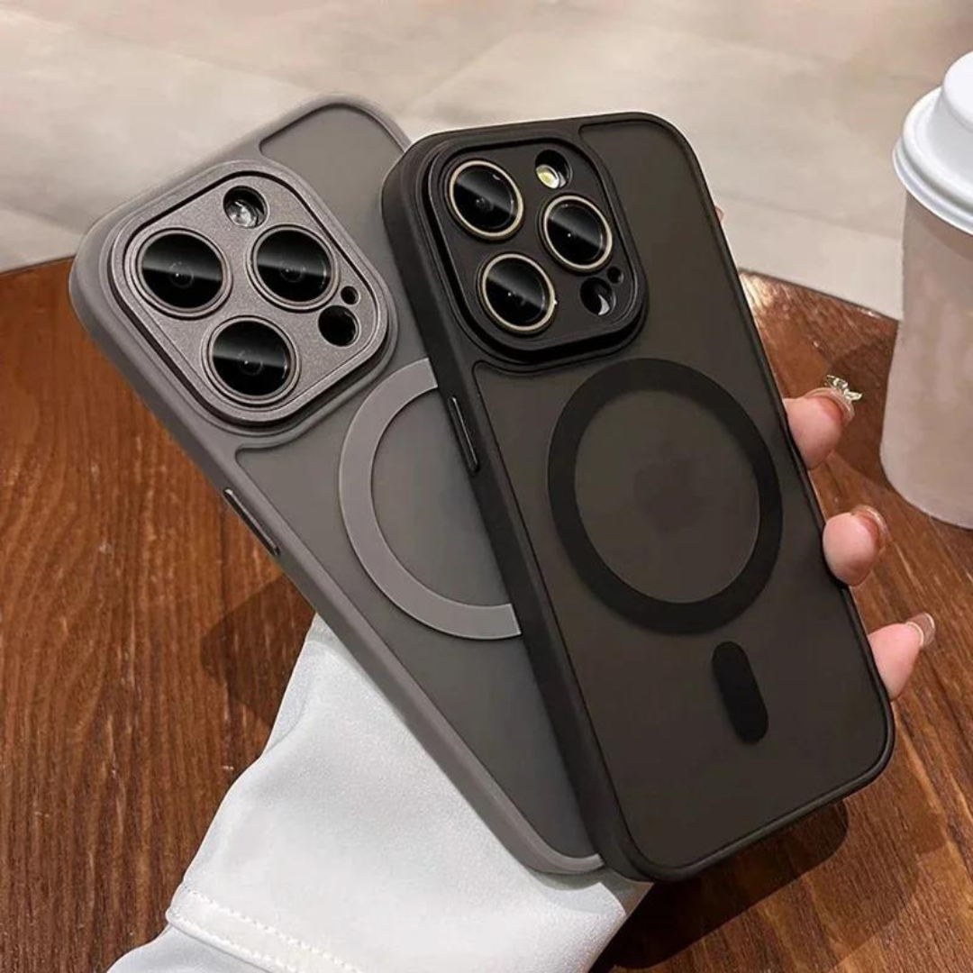 Blått matt magnetisk iPhone deksel, gir premium støtsikkert vern.