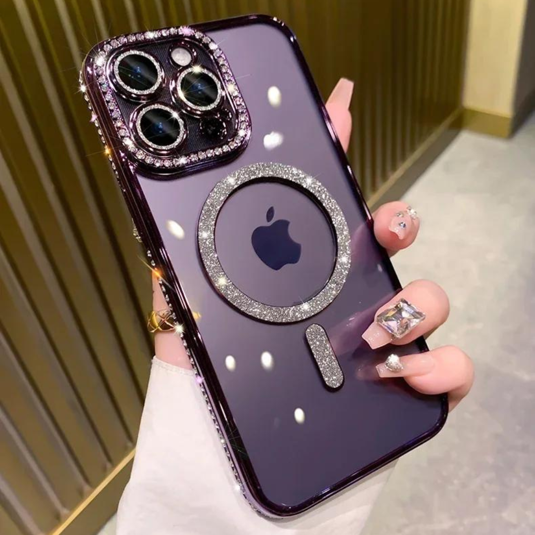 Luksus diamant glitter deksel som beskytter din iPhone, stilig mobilbeskyttelse med bling.