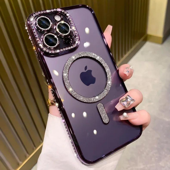 Luksus diamant glitter deksel som beskytter din iPhone, stilig mobilbeskyttelse med bling.