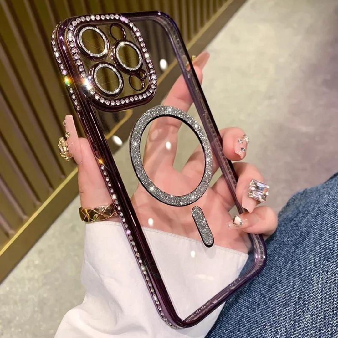 Robust glitrende diamant telefonveske til iPhone, holdbar mobilbeskyttelse med luksus.