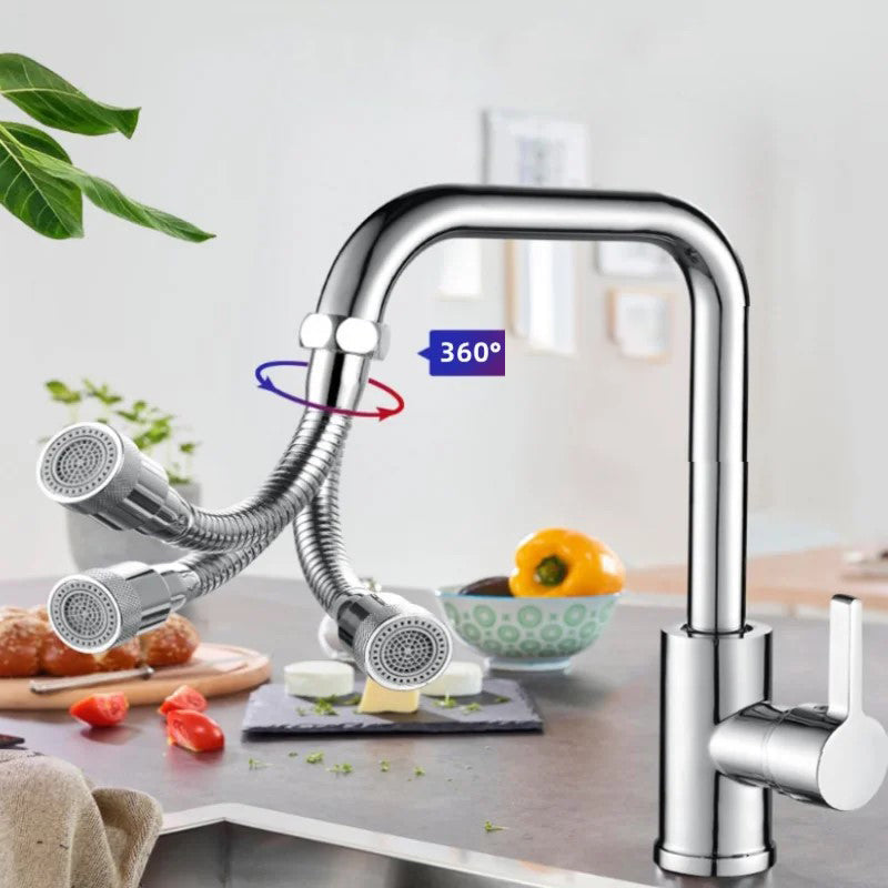 Moderne 360° fleksibel kranforlenger i rustfritt stål, en oppgradering for ethvert hjem.