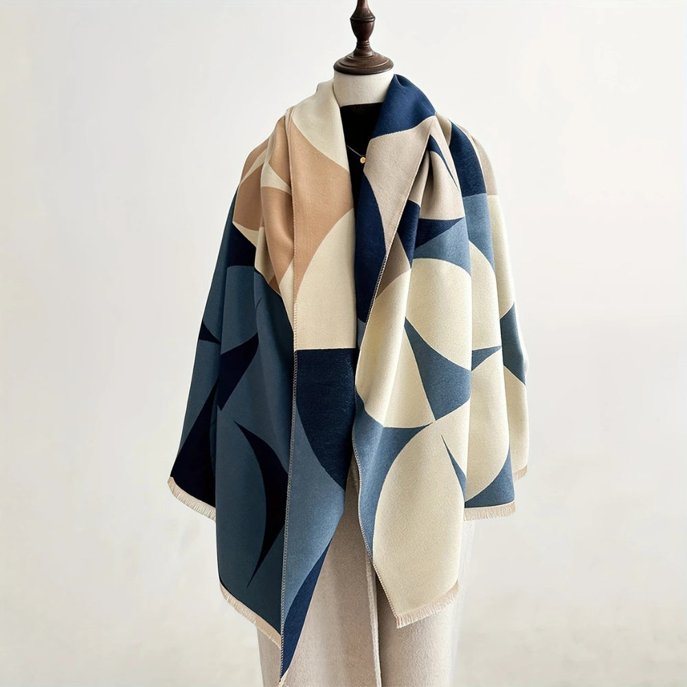 Komfortabelt vevd reversibelt sjal for kvinner, flott som poncho til hverdag og mote.