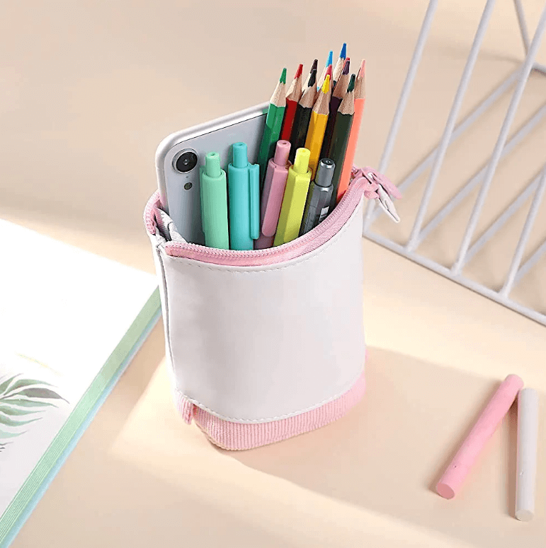 Søt kawaii pop-up sminkeveske, ideell for kosmetikk og småting, fargerik og praktisk.
