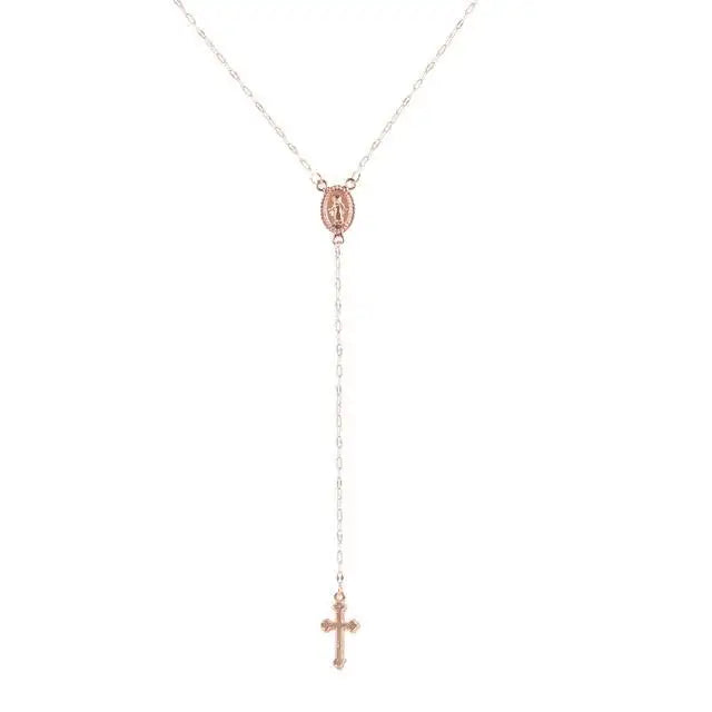 Elegant og tidløst unisex rosenkrans halskjede. Tilgjengelig i gull-, sølv- og roségull, for tro og stil.
