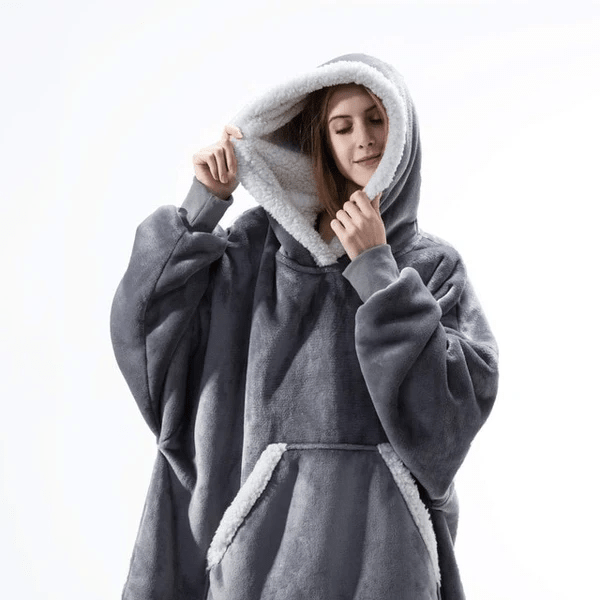 Mykt, tykt unisex overdimensjonert hoodie-teppe, ideelt for varme kvelder og ultimat komfort.