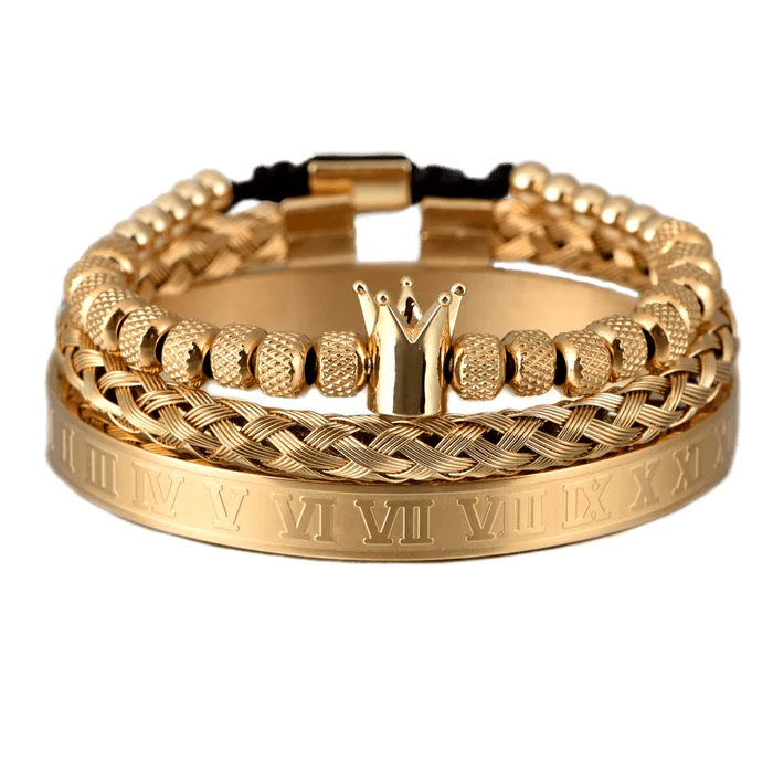 Unisex armbåndsett i rustfritt stål, elegant og justerbart, perfekt for både menn og kvinner.