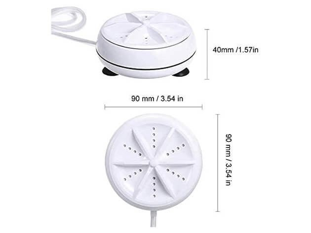 Minimalistisk designet minivaskemaskin med USB-strøm, ideell for liten leilighet eller sovesal.