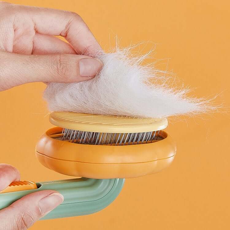 Få glansfull pels med denne selvrensende kjæledyrbørsten. Gresskarformet design, ideell for alle pelskledde venner.