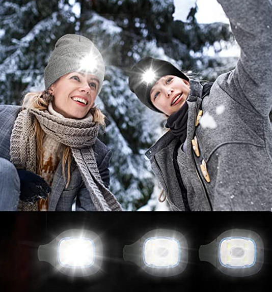 Reflekterende unisex LED-lue, oppladbar strikkelue gir økt synlighet og sikkerhet i mørket på veien.