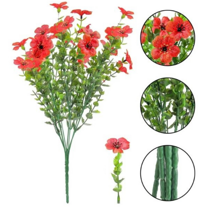Fargerike kunstige blomster som lyser opp innendørs/utendørs. Skaper glede og liv i hjemmet.