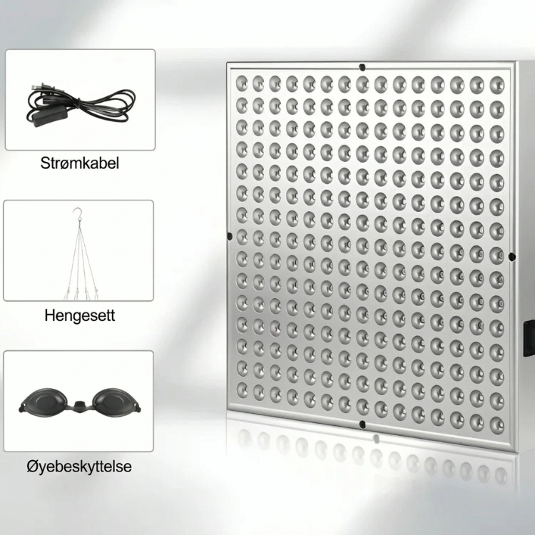 Effektiv rødlysbehandling for hjemmebruk. LED-panel med infrarødt lys for muskelavslapning og velvære.