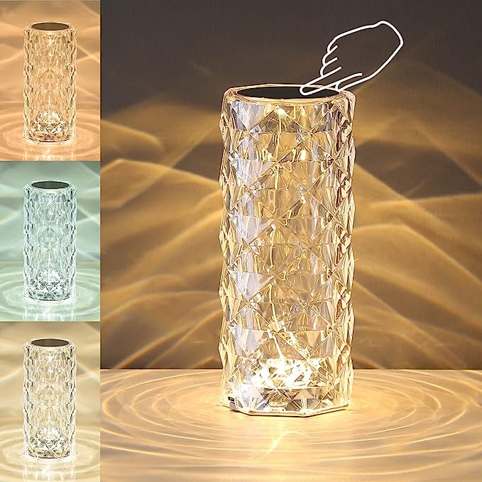 Stemningsskapende krystallampe: Roseprojektor med fargerikt LED-lys, ideell for avslapning.