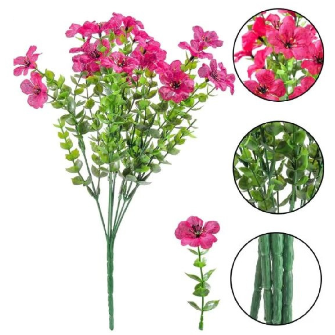 Detaljert bilde av livaktige kunstige blomster for dekor. Fremhever realistiske detaljer.
