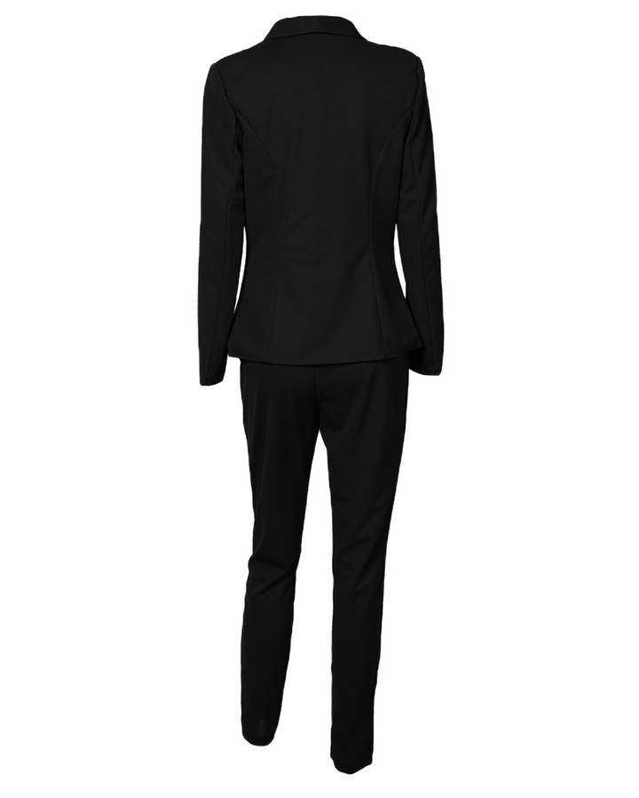 Khaki dame blazer-sett, et allsidig og stilfullt jobbantrekk. Komfortabelt for hele dagen.