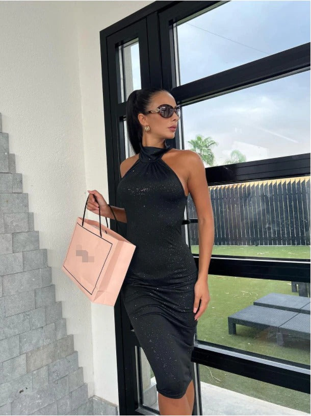Elegant bodycon festkjole i glitter for kvinner, perfekt for spesielle anledninger.
