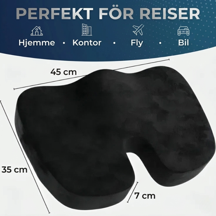 Bærbar bilpute i minneskum for bedre sittestilling og komfort under lange reiser. Ergonomisk.