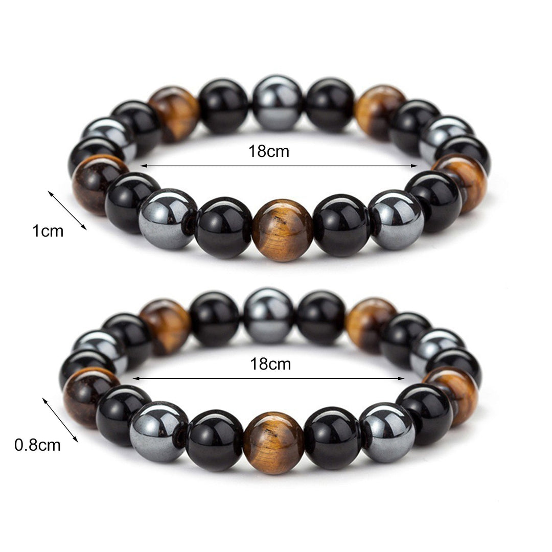 Stilig unisex natursteinarmbånd med tigerøye, obsidian, hematitt. Beskyttelses- og balansearmbånd.