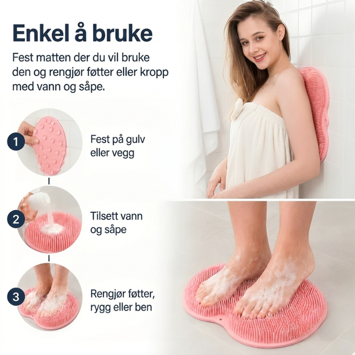 Universell dusjmatte med skrubbefunksjon for hygiene og velvære i baderommet.