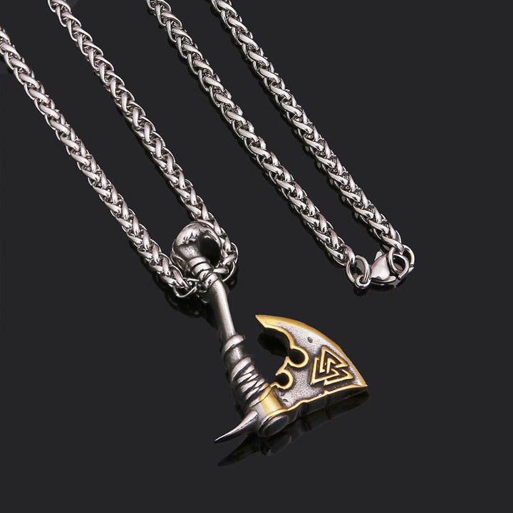 Kraftfullt vikingøks amulett halskjede i rustfritt stål, nordisk inspirert smykke for styrke og beskyttelse.