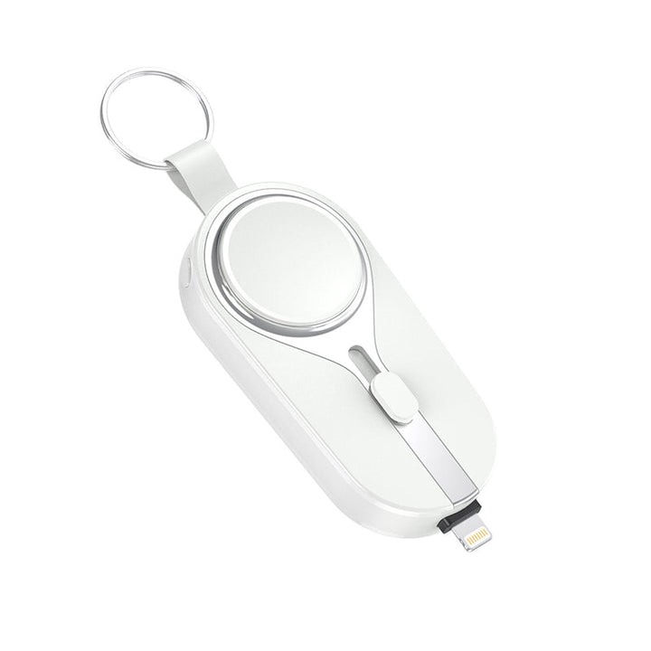 Hendig nøkkelring powerbank. Gi telefon og smartklokke nødstrøm. Kompakt og enkel å ta med.
