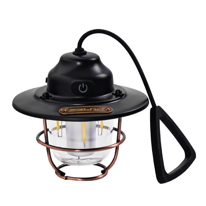 Praktisk retro LED-lykt med oppladbar funksjon; vanntett og bærbar for all utendørs bruk.