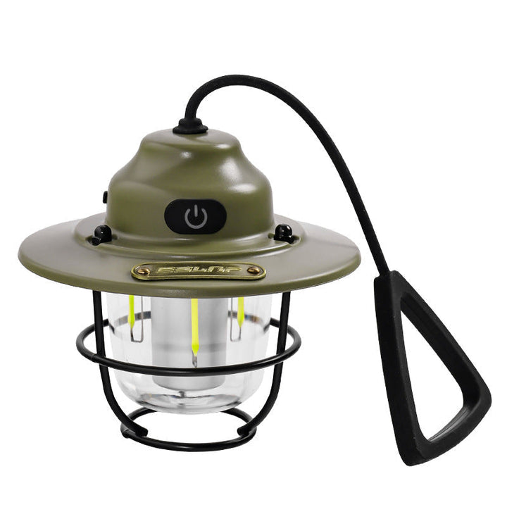 Multifunksjonell retro LED-campinglykt, vanntett og solid. Ideell for telt, hytte og tur.